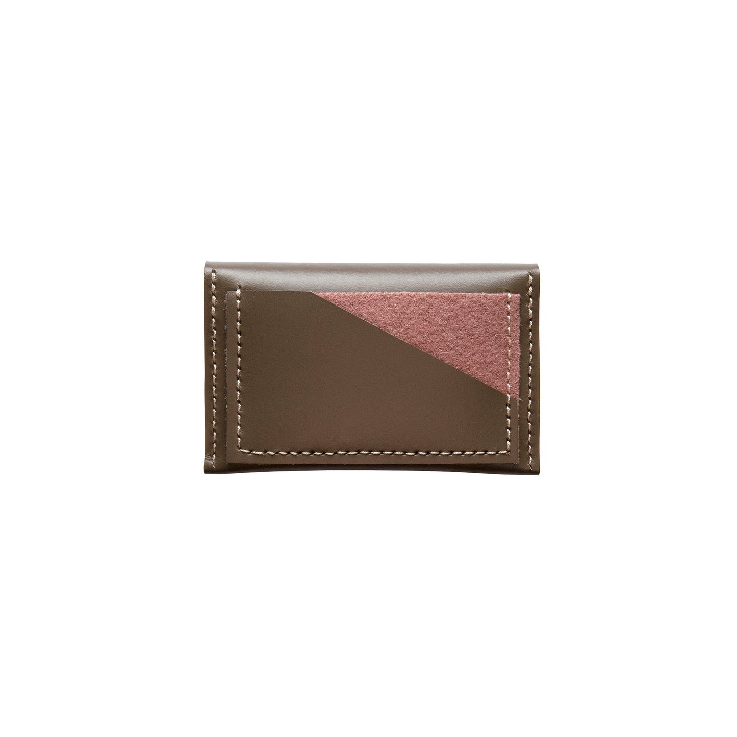 Geometric Leather Card Holder in Taupe