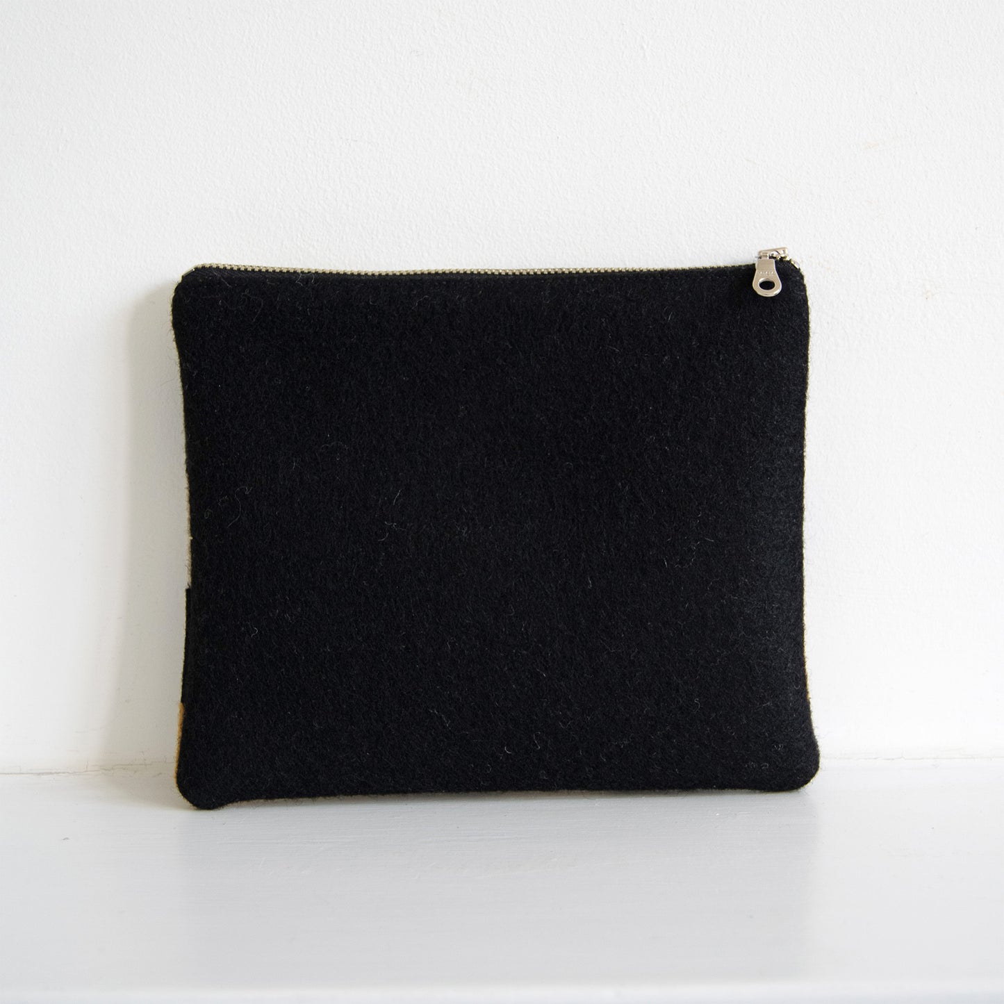 Checkered Wool Zip Pouch - Neutrals