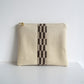 One of a Kind Wool Zip Pouch - Ivory & Brown Stripe