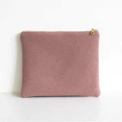 Patchwork Wool Zip Pouch - Pastels