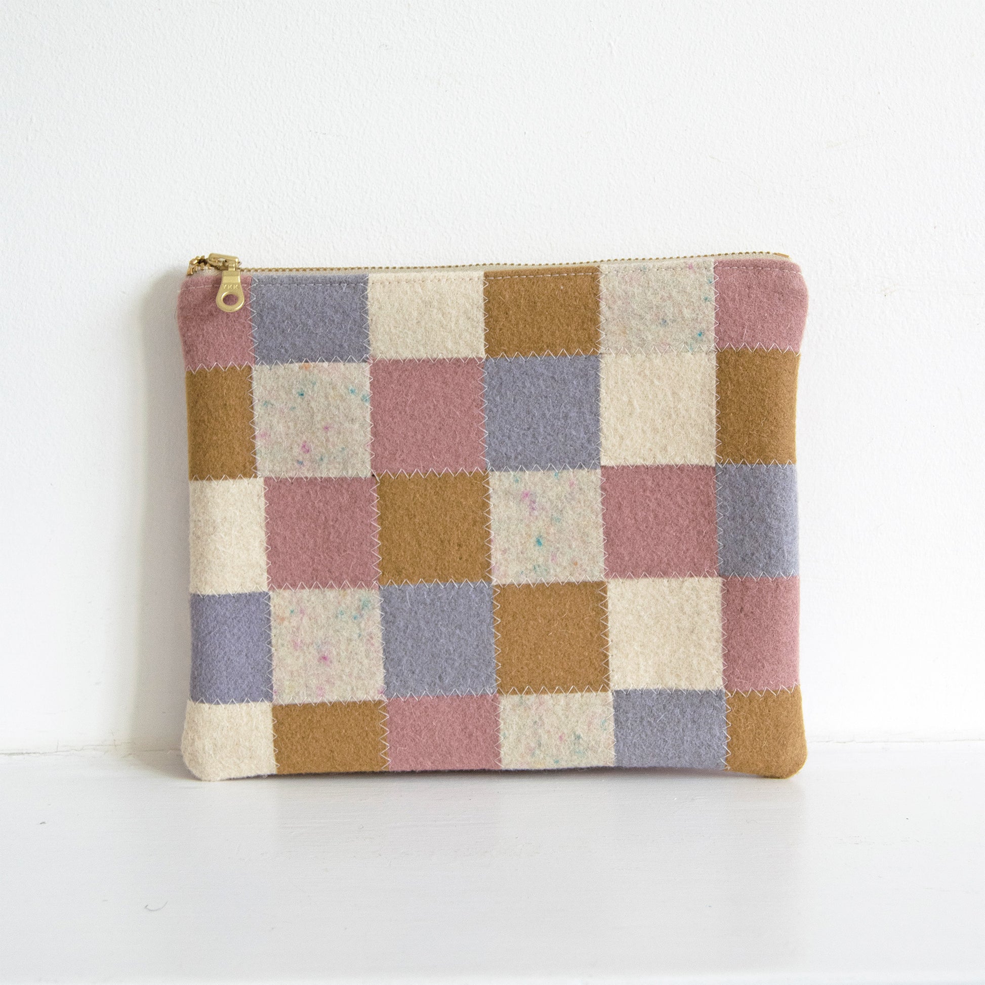 Checkered Wool Zip Pouch - Pastel – Maragold Designs