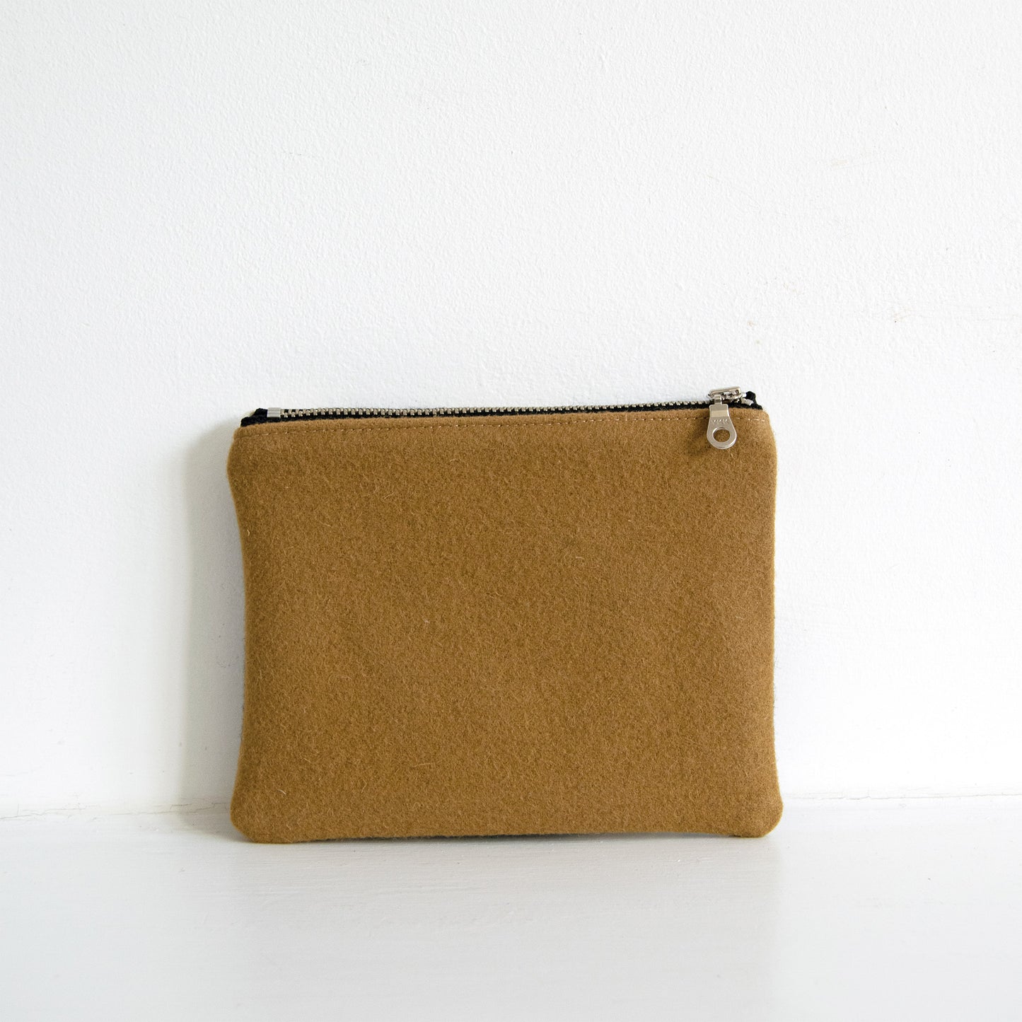 Small Checkered Wool Zip Pouch - Neutrals