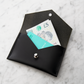 Geometric Leather Card Holder in Black