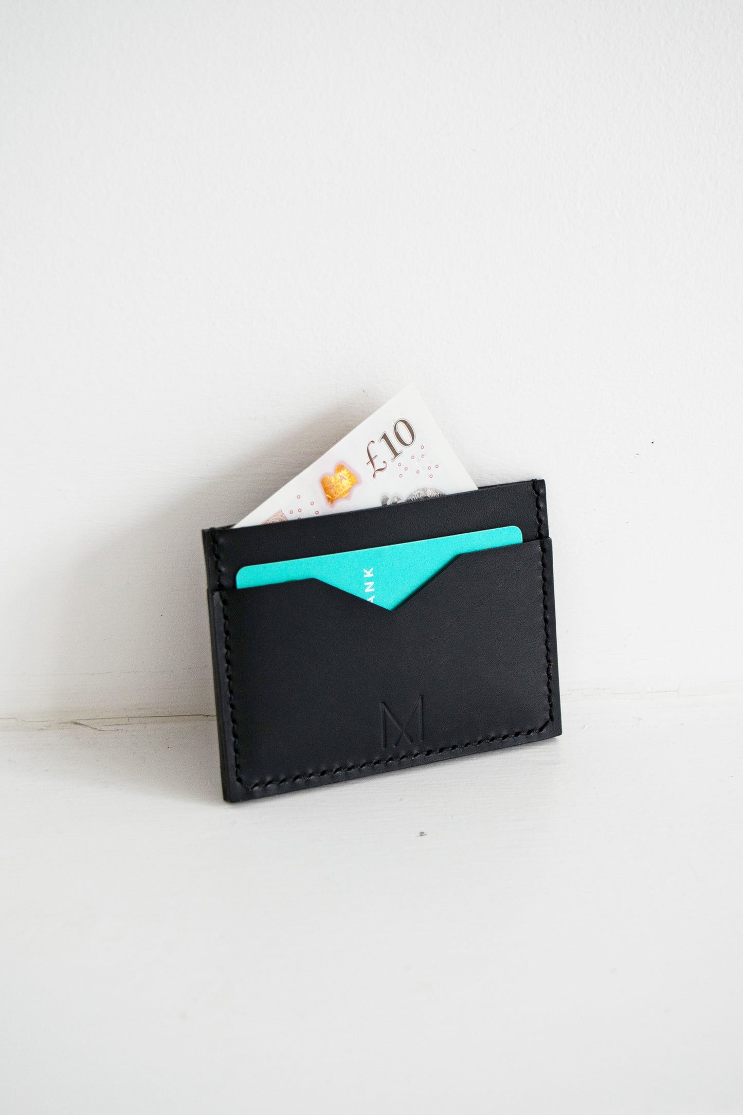 Slim Leather Card Holder in Black