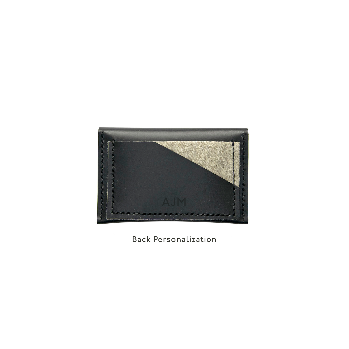 Geometric Leather Card Holder in Black