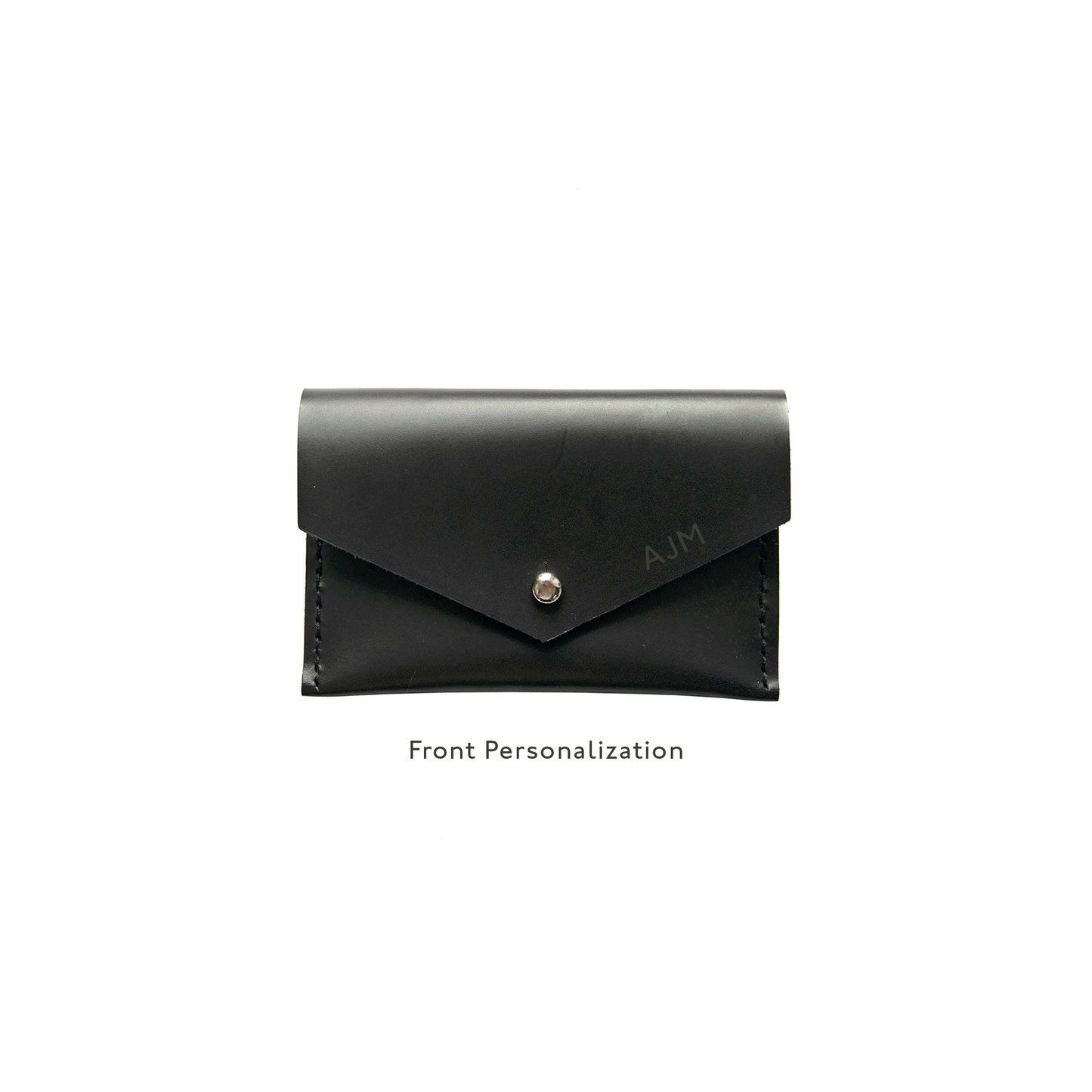 Geometric Leather Card Holder in Black