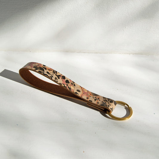 Marbled Leather Key Fob - Multi-Color Pebble