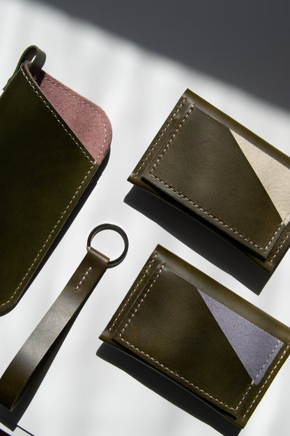 Leather Sunglasses Sleeve in Olive Green