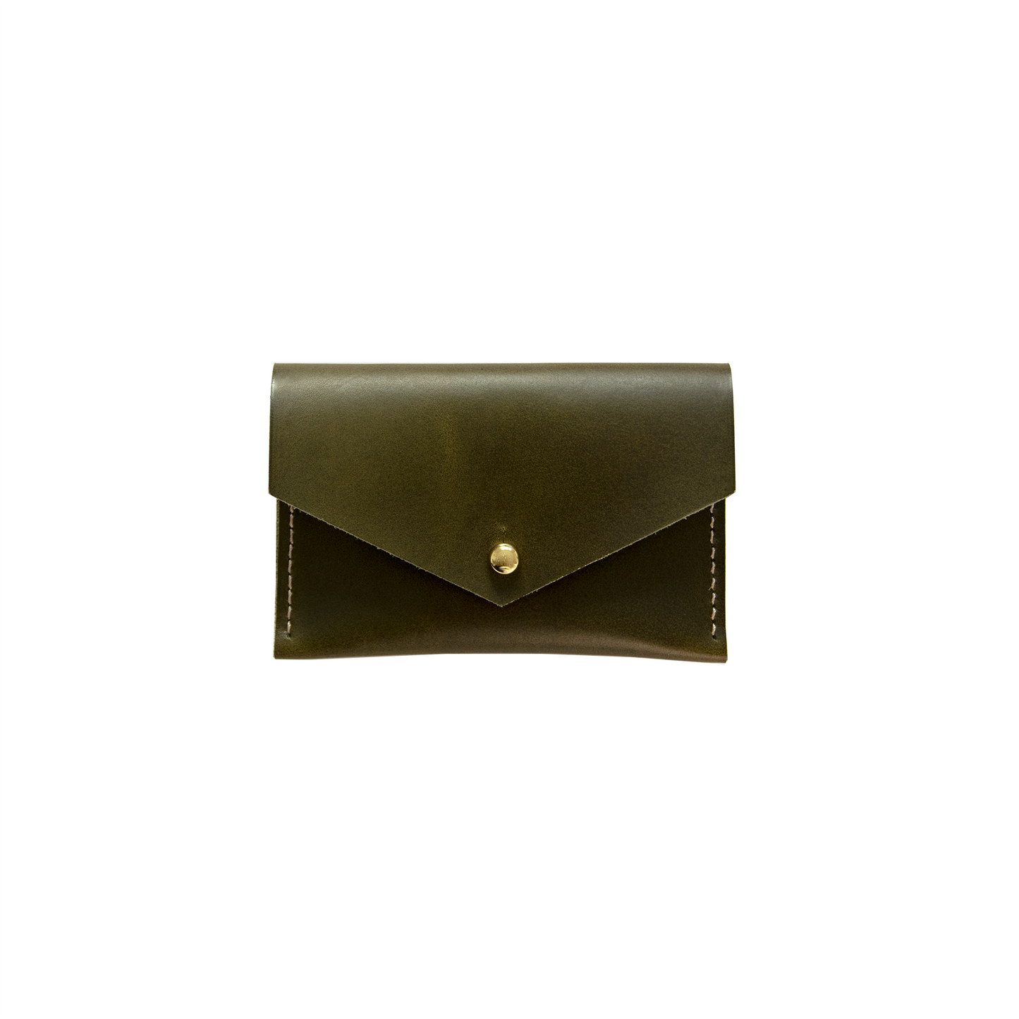 Geometric Leather Card Holder in Olive Green