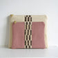 One of a Kind Wool Zip Pouch - Ivory & Brown Stripe