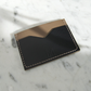 Slim Leather Card Holder in Black & Taupe