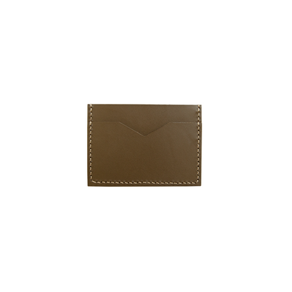 Slim Leather Card Holder in Taupe